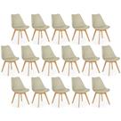 Conjunto 16 Cadeiras de Jantar Eames Wood Leda Design Estofada - Nude