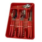 Conjunto 17 Peças Faqueiro com Porta Talher - Vermelha