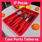 Conjunto 17 Peças Faqueiro com Porta Talher - Vermelha Conjunto 17 Peças Faqueiro com Porta Talher - Vermelha