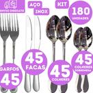 Conjunto 180 Talheres Inox 45 Garfos 45 Facas 45 Colheres Mesa 45 Colheres de Sobremesa