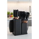 Conjunto 19 Utensílios Silicone C/ Cabos Madeira Preto