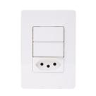 Conjunto 1x Tomada 10A + 2x Interruptor Simples N1536.I2 BL Branco Unno, ABB