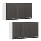 Conjunto 2 Armários de Cozinha Aéreos Itatiaia Aço 3 Portas Florença Grafite Branco