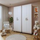 Conjunto 2 Armários Multiuso Infantil 2 Portas com Chave e 5 Prateleiras Asteca Branco Conjunto 2 Armários Multiuso Infantil 2 Portas com Chave e 5 Prateleiras Asteca Branco