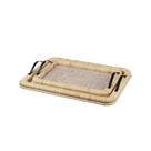Conjunto 2 Bandejas Decorativas em Fibra Natural Rattan e Alça de Metal NP0051 BTC