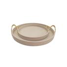 Conjunto 2 Bandejas Decorativas Madeira Revestidas em material sintético Bege TH0102 BTC