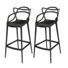 Conjunto 2 Banqueta Allegra Alta Master Empilhavel Resistente Preta Cozinha Americana Balcão Polipropileno