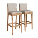 Conjunto 2 Banquetas Altas Arezzo para Bancada e Cozinha na Cor Amêndoa com Design Moderno Luxo Conjunto 2 Banquetas Altas Arezzo para Bancada e Cozinha na Cor Amêndoa com Design Moderno Luxo