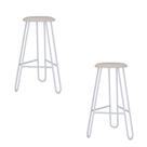 Conjunto 2 Banquetas Altas Ginger com Estrutura Branca