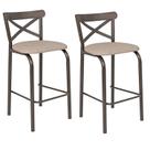 Conjunto 2 Banquetas para Cozinha Assento Anatômico Paris Bege/Bronze