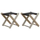 Conjunto 2 Banquetas Pescador Madeira Maciça Natural com Tecido Preto