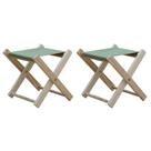 Conjunto 2 Banquetas Pescador Madeira Maciça Natural com Tecido Verde