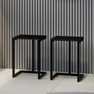 Conjunto 2 Banquetas Varanda Gourmet Tubo Preto Madeirado