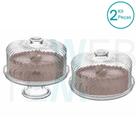 Conjunto 2 Boleiras de Vidro com e sem Pé Tampa Bico de Jaca Vitazza Prato 28cm para Bolo Festa Decoração Organização Mesa Posta Elegante Sustentável
