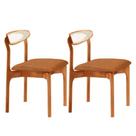 Conjunto 2 Cadeira De Jantar Noronha Premium Moderna Mobília Star Caramelo / Imbuia Nat.