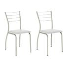 Conjunto 2 Cadeiras 1700 Tubo Prata Napa Branca Carraro