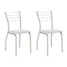 Conjunto 2 Cadeiras 1700 Tubo Prata Napa Branca Carraro