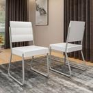 Conjunto 2 Cadeiras 1736 Tubo Prata Napa Branca Carraro