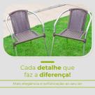 Conjunto 2 Cadeiras Alumínio/Marrom Leve Resistente Varanda Externa Jardim Top Luxo