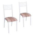 Conjunto 2 cadeiras cozinha jantar ciplafe jade tubo branco assento estofado Conjunto 2 cadeiras cozinha jantar ciplafe jade tubo branco assento estofado
