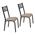 Conjunto 2 cadeiras cozinha jantar ciplafe jade tubo preto fosco assento estofado linho bege