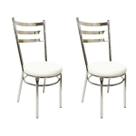 Conjunto 2 Cadeiras de Cozinha Redonda Reforçada Cromada Assento Grosso Branco Conjunto 2 Cadeiras de Cozinha Redonda Reforçada Cromada Assento Grosso Branco