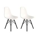 Conjunto 2 Cadeiras Eames Design Moderno Tubo de Ferro Preto Assento Branco Conjunto 2 Cadeiras Eames Design Moderno Tubo de Ferro Preto Assento Branco