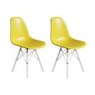 Conjunto 2 Cadeiras Eames Estilo Moderno em Ferro Branco com Assento Amarelo