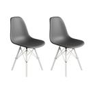Conjunto 2 Cadeiras Eames Estilo Moderno em Ferro Branco com Assento Cinza Conjunto 2 Cadeiras Eames Estilo Moderno em Ferro Branco com Assento Cinza
