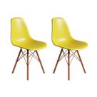 Conjunto 2 Cadeiras Eames Estilo Moderno em Ferro Cobre com Assento Amarelo