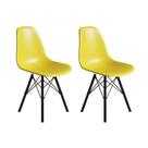 Conjunto 2 Cadeiras Eames Estilo Moderno em Ferro Preto com Assento Amarelo Conjunto 2 Cadeiras Eames Estilo Moderno em Ferro Preto com Assento Amarelo