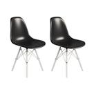 Conjunto 2 Cadeiras Eames Tubo Ferro Branco Assento Preto Conjunto 2 Cadeiras Eames Tubo Ferro Branco Assento Preto