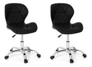 Conjunto 2 Cadeiras Office Eiffel Slim Giratória Ajustável Preta