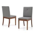Conjunto 2 Cadeiras para Mesa de Jantar Herval Dot, Desmontável, Madeira Maciça, Cinza e Amêndoa