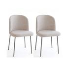 Conjunto 2 Cadeiras Tati com Base Fixa de Aço com Pintura Epóxi Tecido Boucle Bege Conjunto 2 Cadeiras Tati com Base Fixa de Aço com Pintura Epóxi Tecido Boucle Bege