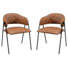 Conjunto 2 Cadeiras Veneza Couro Caramelo Metal Preto - C&M Decor Conjunto 2 Cadeiras Veneza Couro Caramelo Metal Preto - C&M Decor