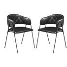 Conjunto 2 Cadeiras Veneza Couro Preto Metal Preto - C&M Decor Conjunto 2 Cadeiras Veneza Couro Preto Metal Preto - C&M Decor