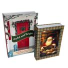 Conjunto 2 Caixas Livro Fake Natal Porta Objetos Premium Grande e Média