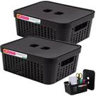 Conjunto 2 Caixas Organizadoras Cesto 2L Empilhavel Preto Conjunto 2 Caixas Organizadoras Cesto 2L Empilhavel Preto