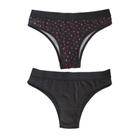 Conjunto 2 Calcinhas B+ Estampa Coração/Lisa Preto M Conjunto 2 Calcinhas B+ Estampa Coração/Lisa Preto M
