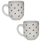 Conjunto 2 Canecas Cerâmica 300ml Poá Coração Xícara Café Chá Mesa Posta Caneca Chocolate Quente