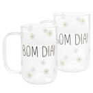 Conjunto 2 Canecas Vidro Resistente Calor Bom Dia Wolf