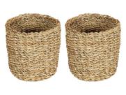 Conjunto 2 Cestos Redondos Cachepots Organizadores Em Fibra Natural Trançados