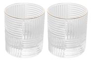 Conjunto 2 Copos 320ml Para Whisky Chess Borda Dourada
