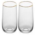 Conjunto 2 Copos Altos Lines com Fio de Ouro 450ml em Vidro Wolff