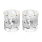 Conjunto 2 Copos para Whisky Vidro com Borda Dourada Chess 320 ml Wolff