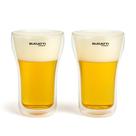 Conjunto 2 Copos Parede Dupla Cerveja Suco Drink 350ml Vidro Borossilicato Bebida Quente Fria Chocolate Resistente Térmico Jogo Italiano Bugatti
