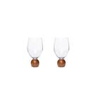 Conjunto 2 Copos Taça para Vinho em Cristal e Madeira Acácia 520ml - Mart