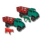 Conjunto 2 de caminhão de graneleiro com um animal cada