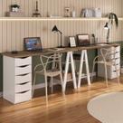 Conjunto 2 Escrivaninhas Modernas Spirit com Gavetas e Prateleiras 1720cm Nogal E Branco